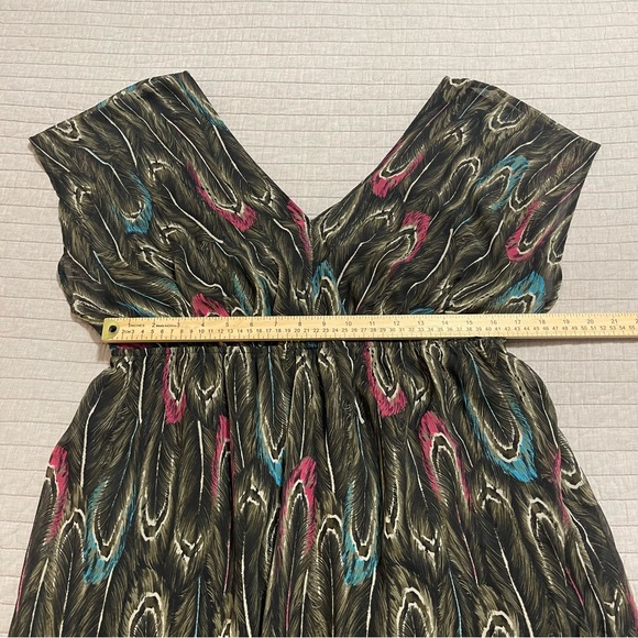 Lane Bryant Multicolor Feather Cap Sleeve V-Neck Elastic Waist Maxi Dress 14/16 - Picture 5 of 6